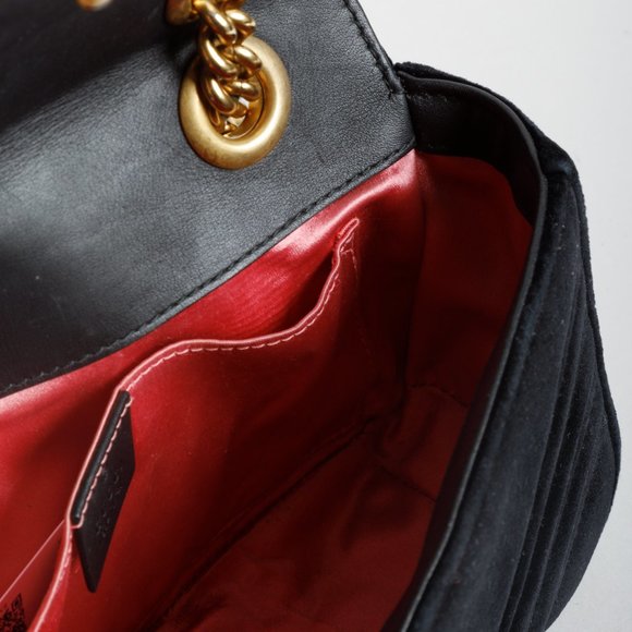 SOLD Gucci Mini Black Velvet GG Marmont Shoulder Bag - Picture 10 of 12